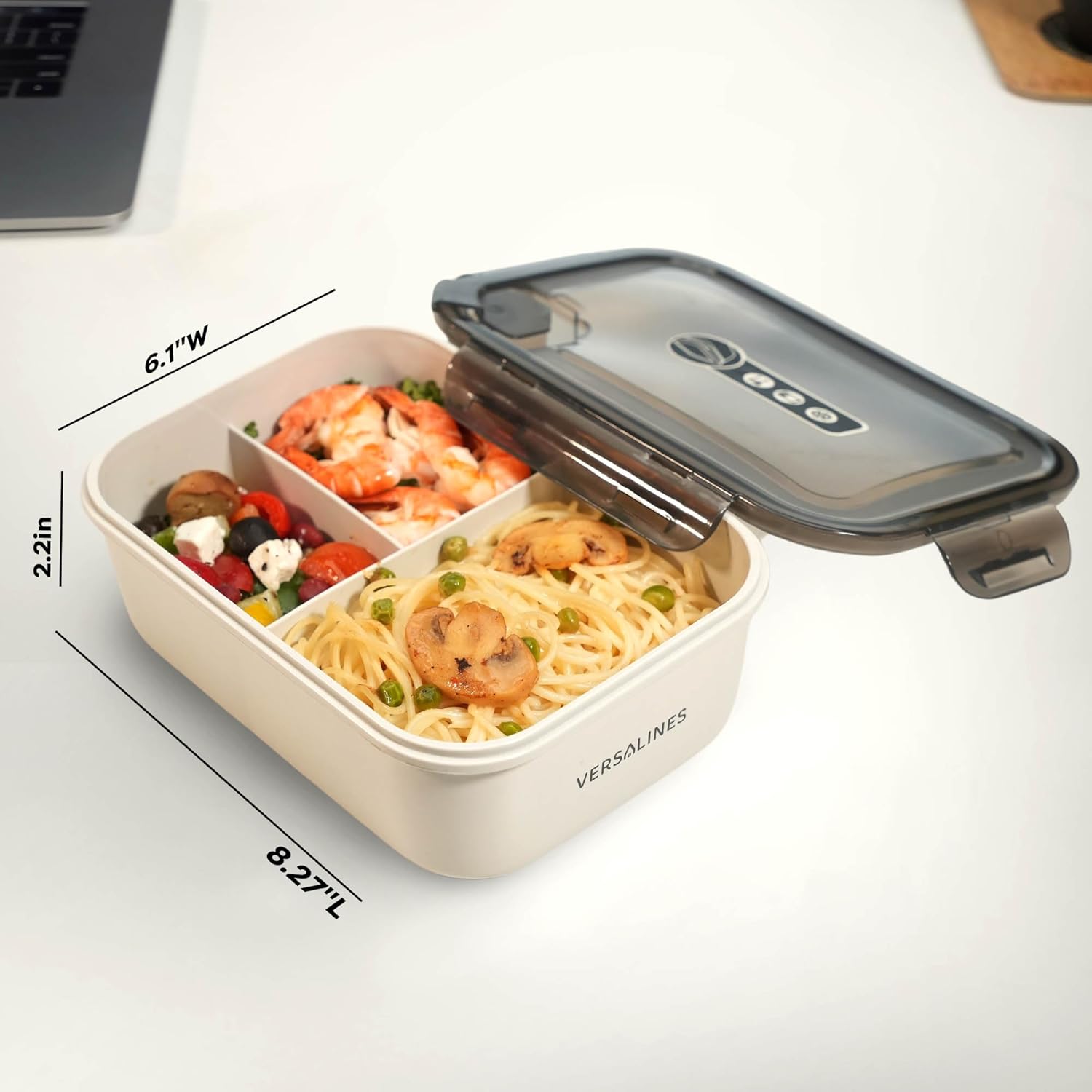 Bento Box Adult Lunch Box, 3 Compartment Meal Prep Containers with Lids, Clear Lunch Box Containers for Adults Men Women, Food Storage Containers